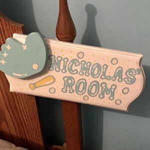 Wooden plaque for child’s room Nicholas room